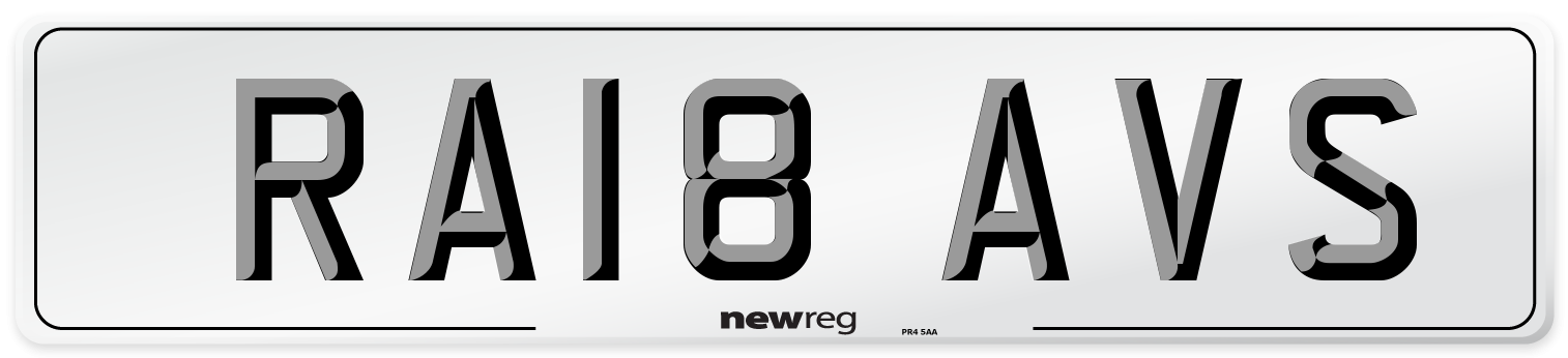 RA18 AVS Number Plate from New Reg